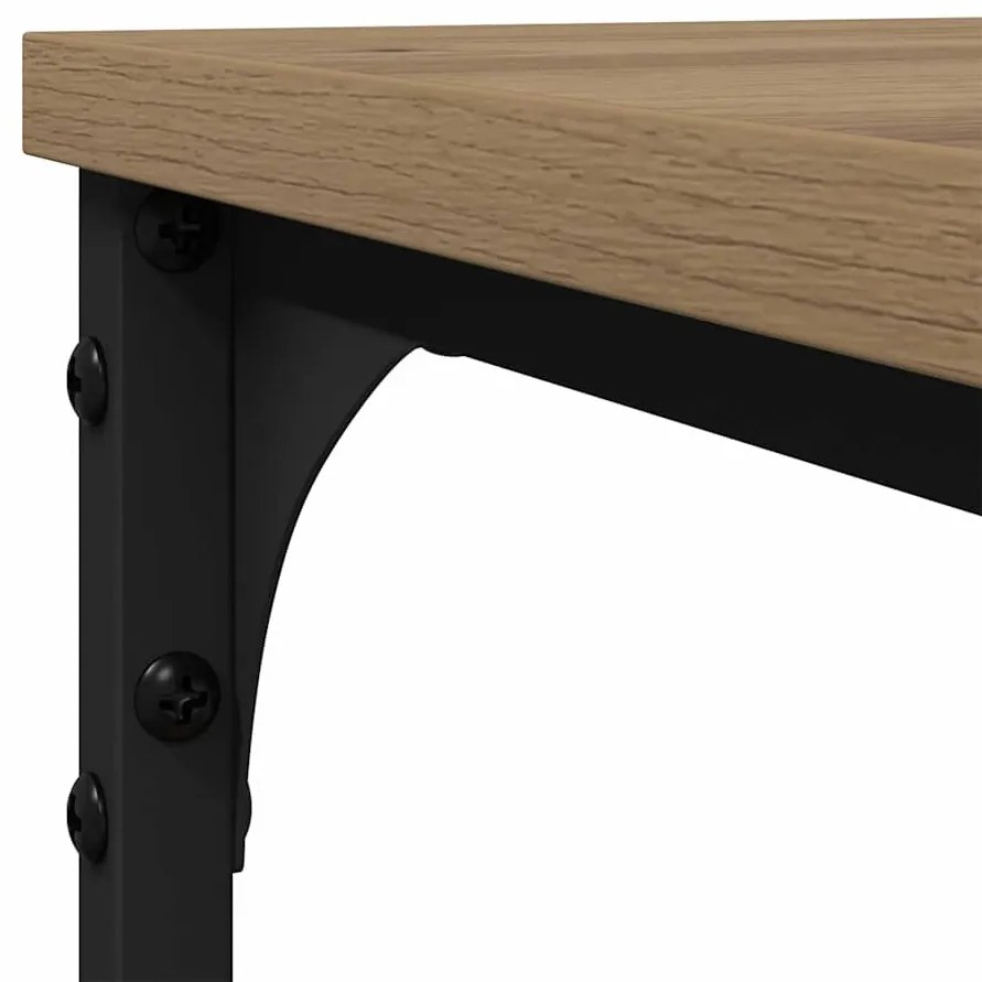 Oldal asztal polcokkal kézműves tölgy 50 x 35 x 52 cm Faanyag