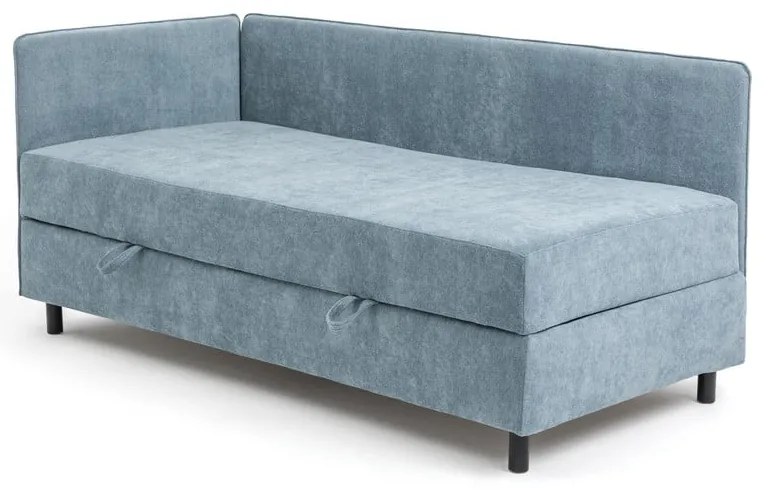 Kék kárpitozott ágyneműtartós egyszemélyes ágy matraccal 120x200 cm Avela – Bonami Selection
