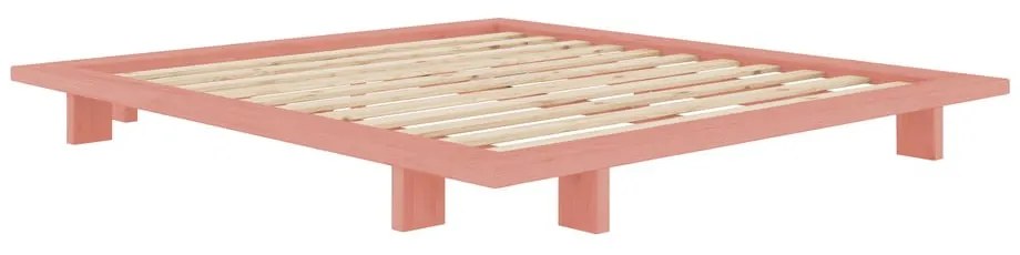 Világos rózsaszín borovi fenyő franciaágy ágyráccsal 160x200 cm Japan – Karup Design