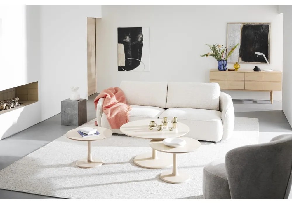 Natúr színű kerek dohányzóasztal tölgyfa dekorral 60x60 cm Hobart – Rowico