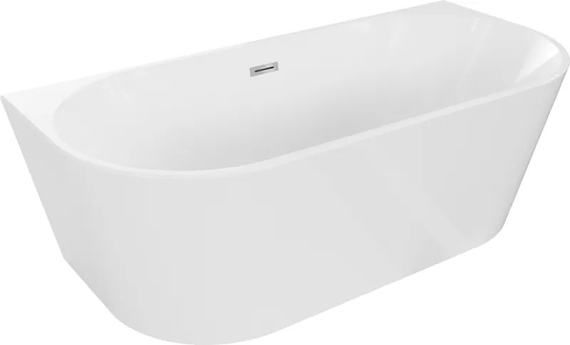 Mexen Oval, szabadon álló fali kád 180 x 80 cm, fehér, króm túlfolyó, 52671808000-01