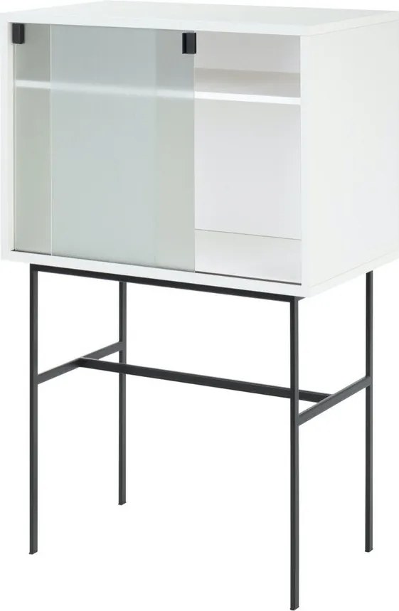 Szürkésbézs tálalószekrény tolóajtóval 70x109x40 cm Lekko – noo.ma