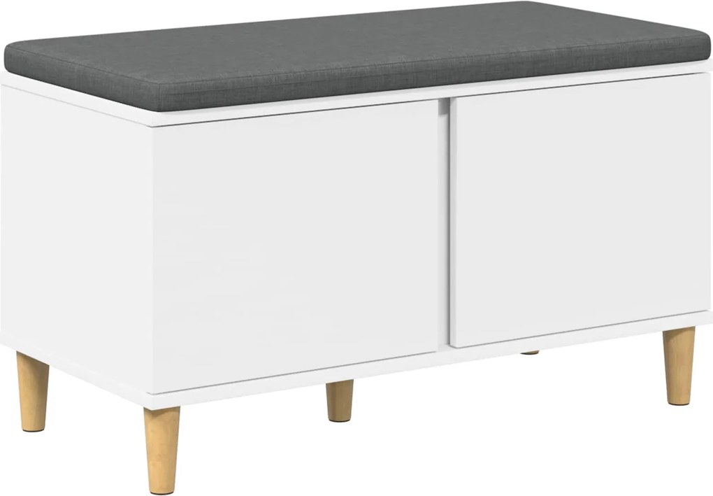 vidaXL Előtér pad párnával Fehér 80 x 38 x 46 cm Műanyag Fa és Szövet