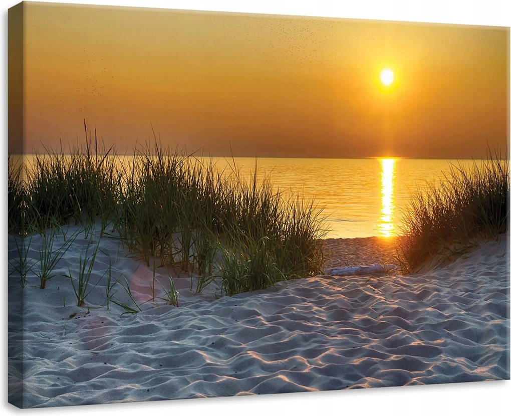 Vászonkép 70x50 Naplemente tengerpart tenger nyugalom természet esti fény dűnék