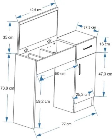 Öltözködő asztal INCI 108,8x77 cm dió/fekete