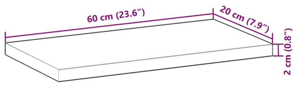 3 db kezeletlen tömör akácfa függőpolc 60 x 20 x 2 cm