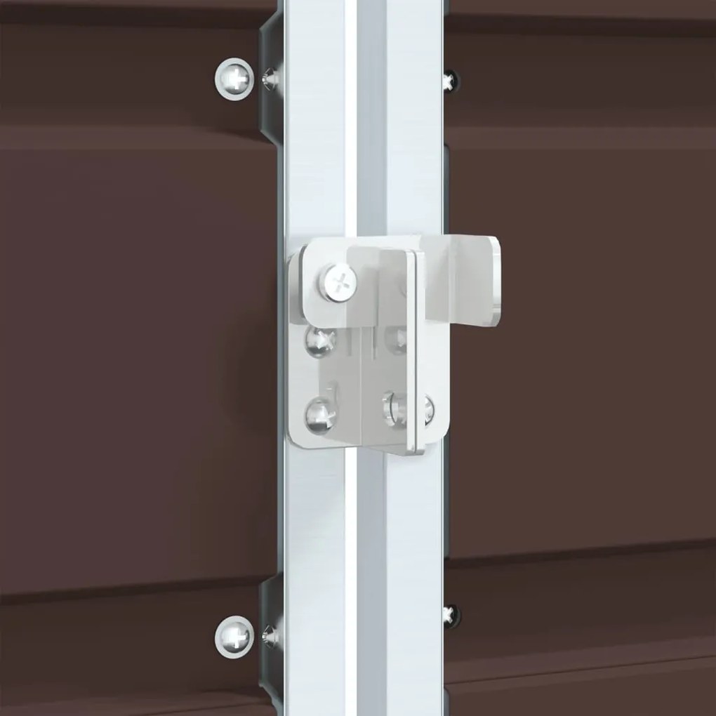 barna acél kerekes szemetes tároló 3 szemeteskukához 216 x 81 x 115 cm