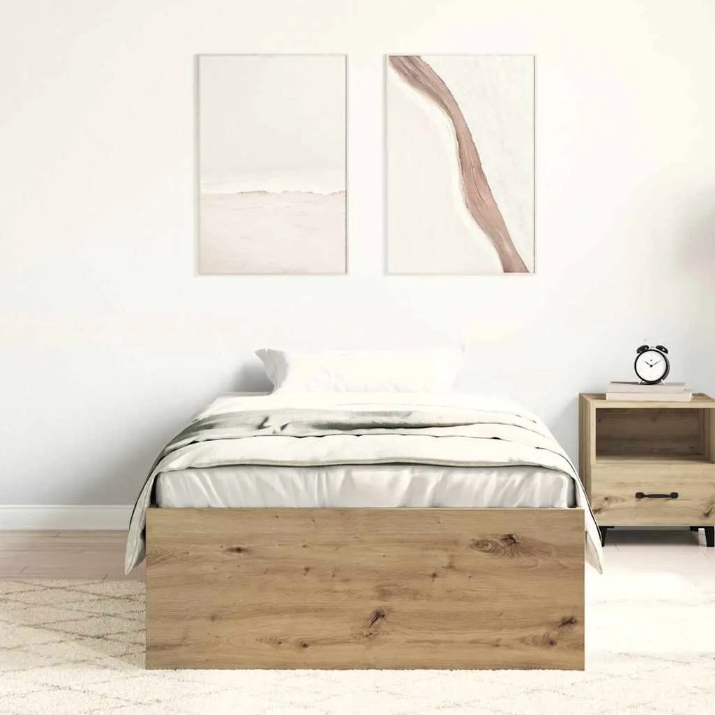 kézműves tölgy szerelt fa ágykeret matrac nélkül 90x200 cm