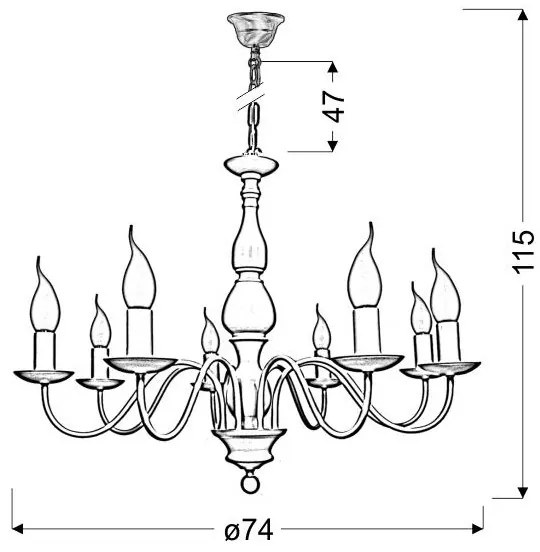 Csillár láncon BELLAGIO 8xE14/40W/230V