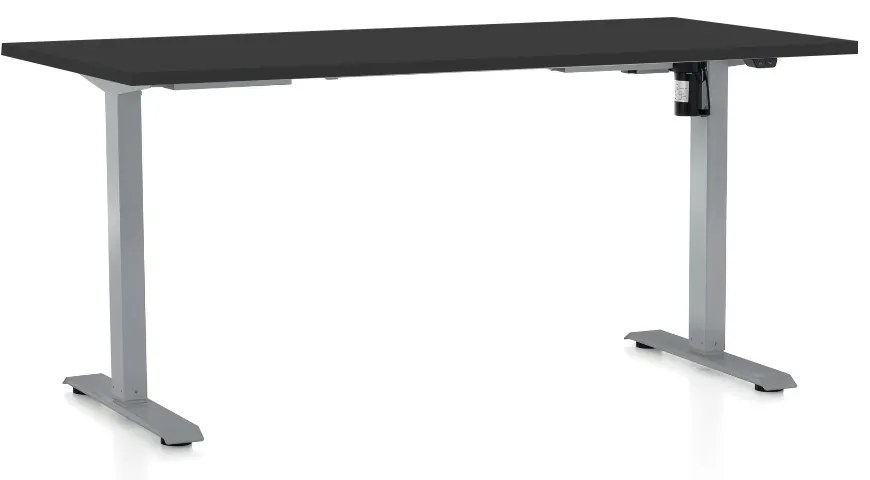 Állítható magasságú asztal OfficeTech A, 160 x 80 cm, szürke alap, fekete