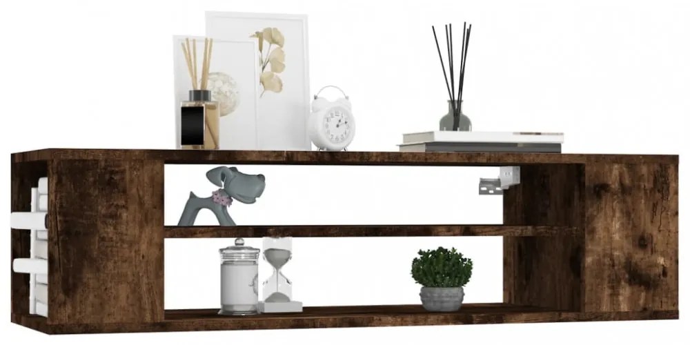 füstös tölgy színű szerelt fa függő TV-szekrény 100x30x26,5 cm