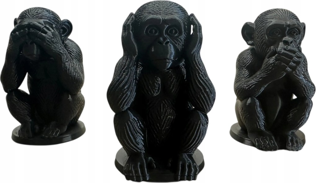 Három Okos Majom 3D Figurák Dekoratív Díszes Ajándék Pla Fekete