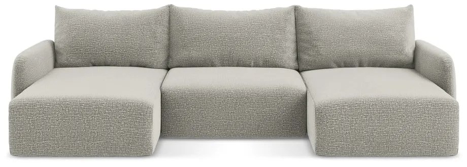 Világosszürke kinyitható-tárolóhelyes sarokkanapé Kalena – Makamii