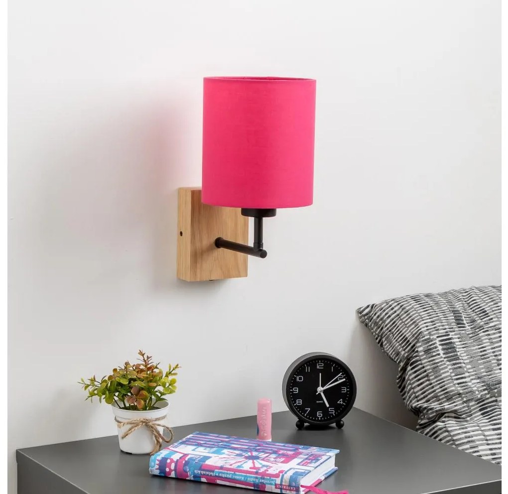 Brilagi - Fali lámpa NUBILA WOOD 1xE27/25W/230V tölgy/rózsaszín