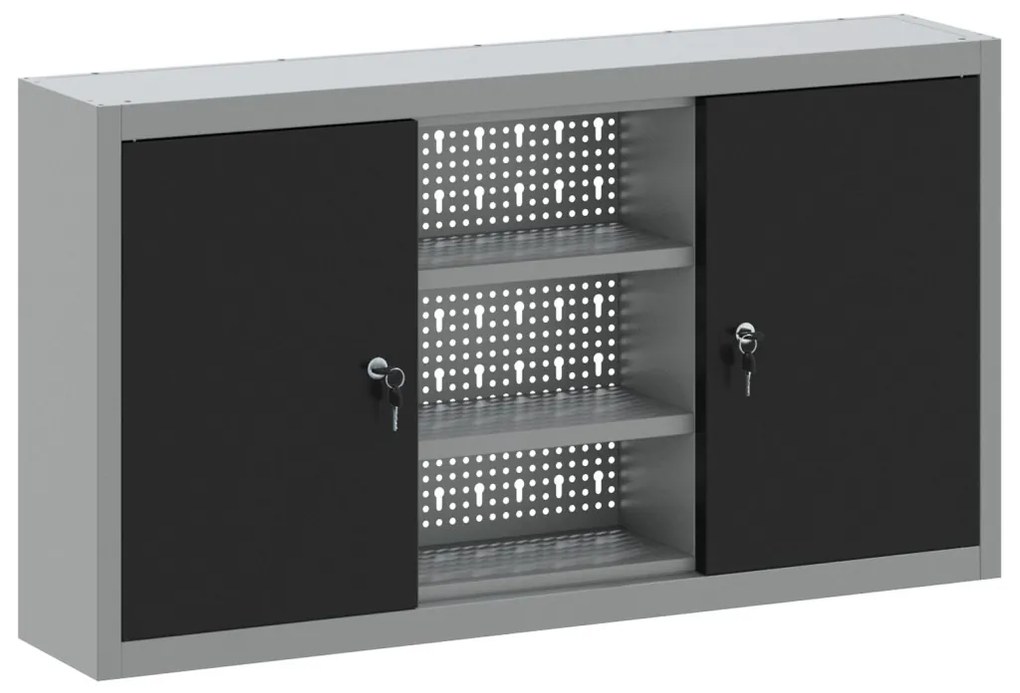 Falra Szerelhető Szerszámos Szekrény Pegboarddal Fekete 100x20x55 cm Acél