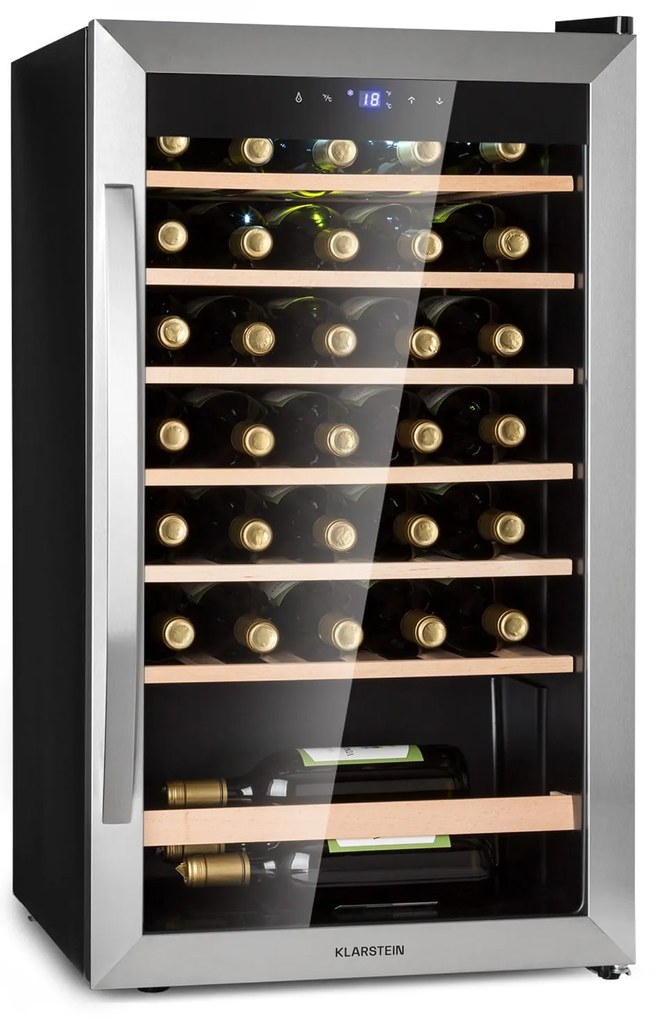 Klarstein Vinamour 32 Uno, borhűtő, 95 liter, 36 palack, 4-18 °C, 1 zóna, érintésvezérlés