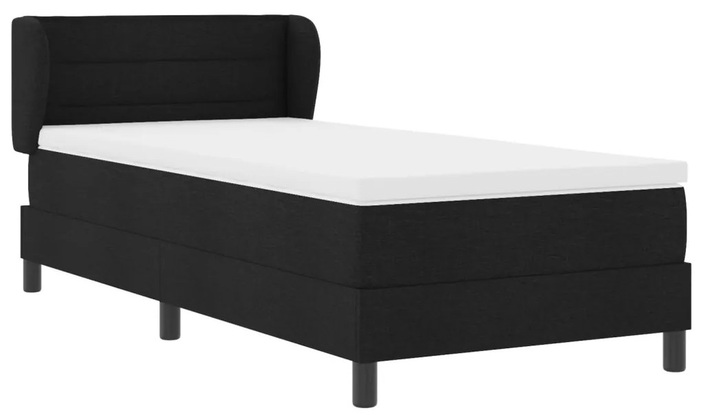 Rugós Ágy Mattal Fekete 90x190 cm Szövet
