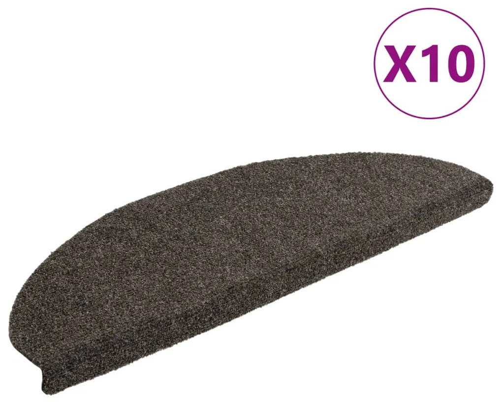10 db öntapadós lépcsőszőnyeg 65 x 21 x 4 cm antracitszürke félkör alakú nagyméretű