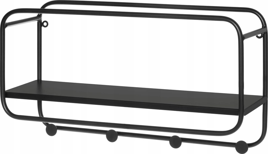 Kabátakasztó Előszobai Kabátok Polccal 4 akasztóval Fekete