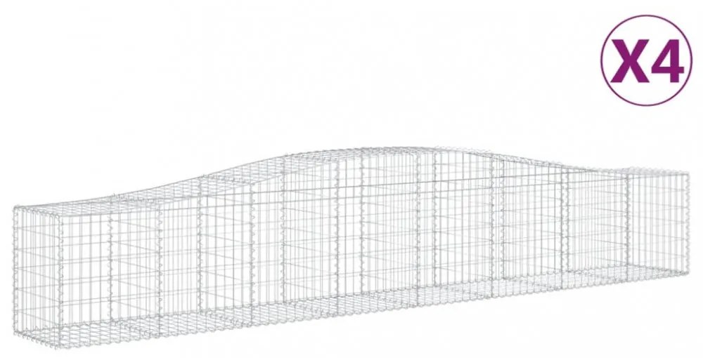 vidaXL 4 db íves horganyzott vas gabion kosár 400x50x60/80 cm
