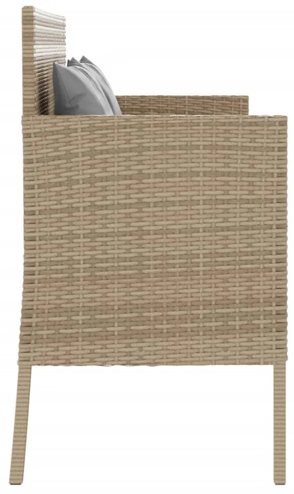 bézs polyrattan kerti pad párnákkal