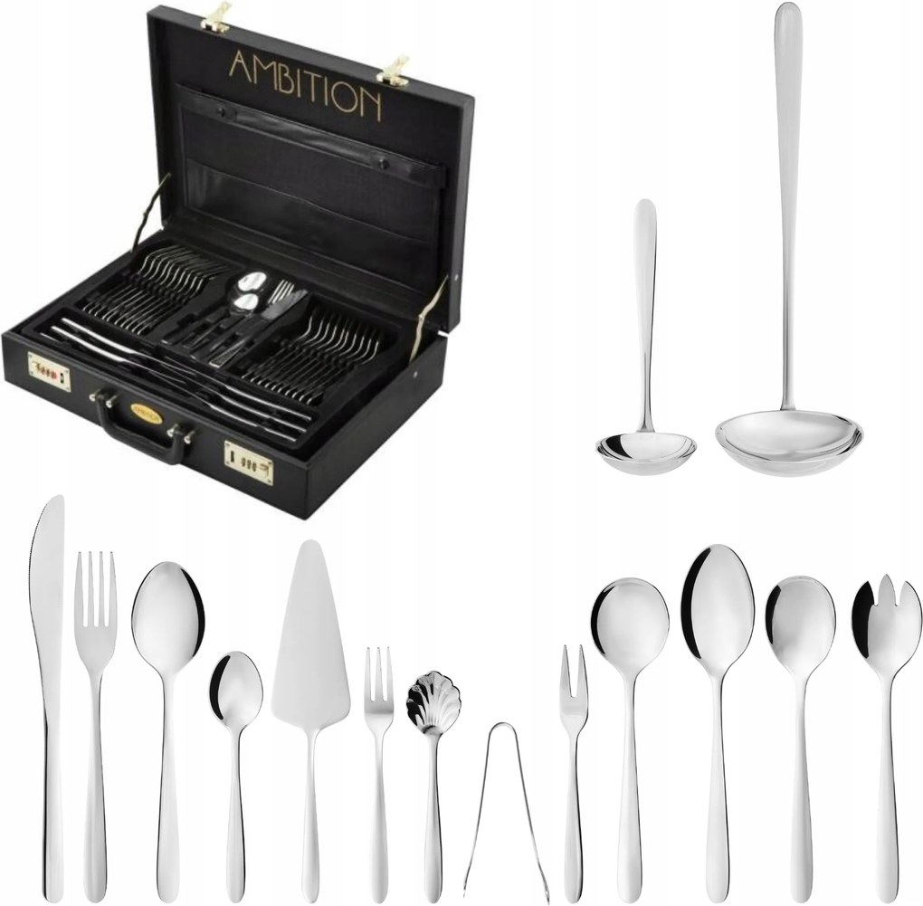 Evőeszköz Szett Bőrönd 72DB-OS 12 Személyes Roma