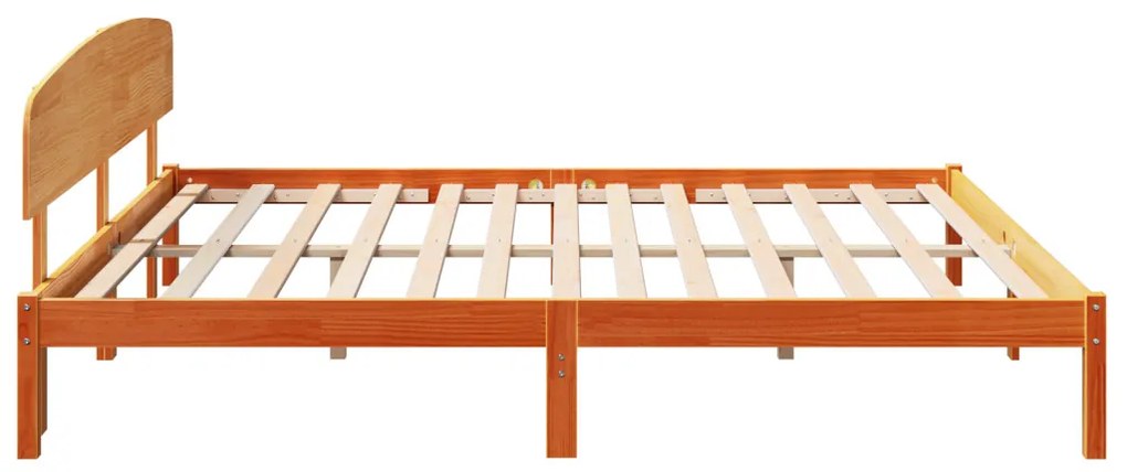 Ágykeret Fejházzal Gyantázott Barna 200x200 cm Tömör Fenyő
