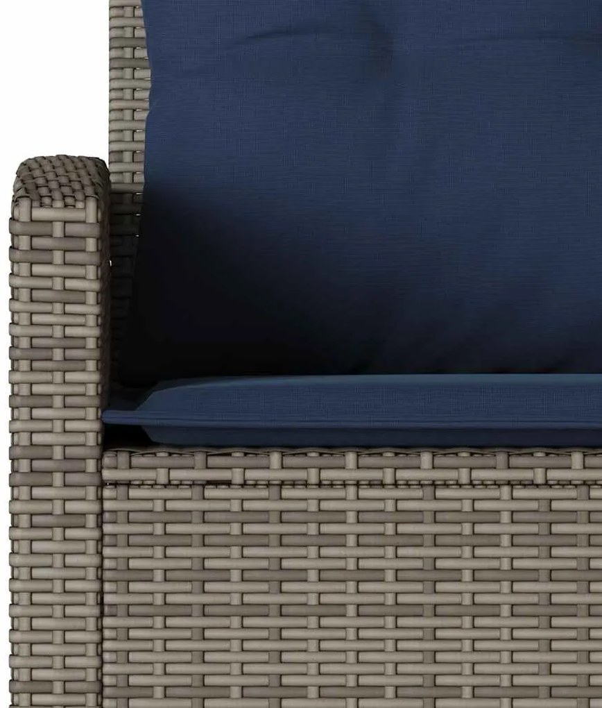 6 részes szürke polyrattan kerti ülőgarnitúra párnákkal L-alakú