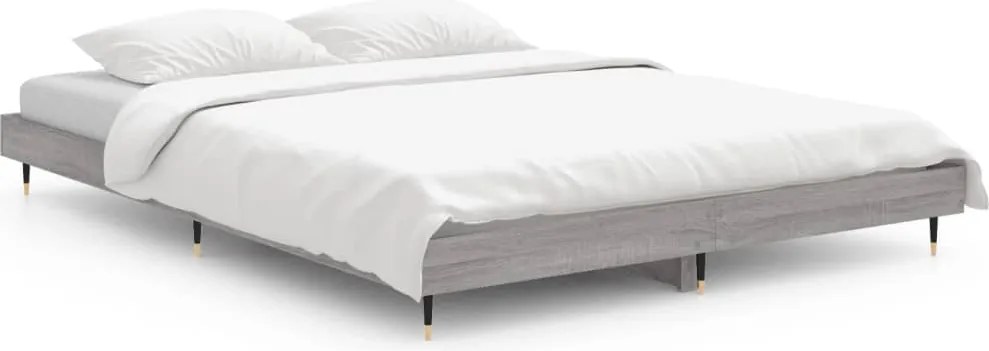 vidaXL sonoma tölgyszínű szerelt fa ágykeret 135 x 190 cm