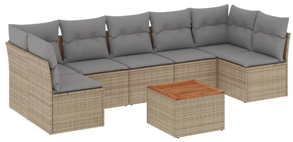 8 részes vegyes bézs polyrattan kerti ülőgarnitúra párnákkal