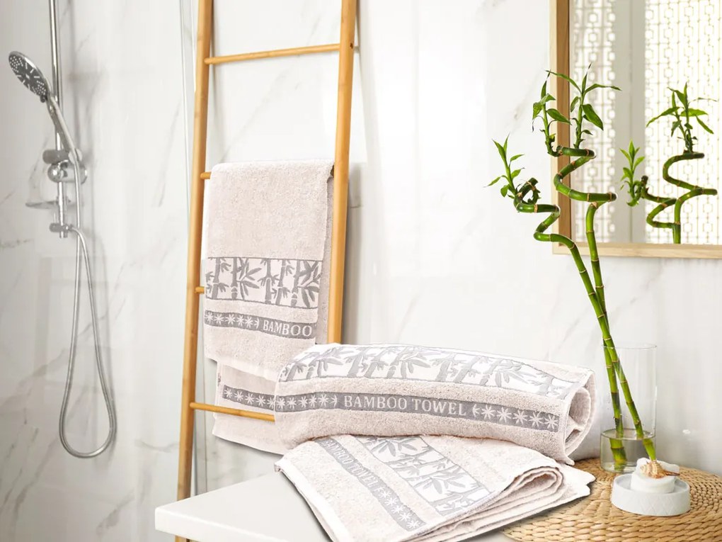 Bambusz törölköző BAMBOO 50x90 cm krém, 70% bambusz szál | 30% pamut