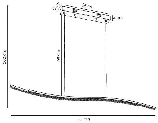 ONLI - LED Csillár zsinóron ONDA LED/30W/230V 4000K fekete