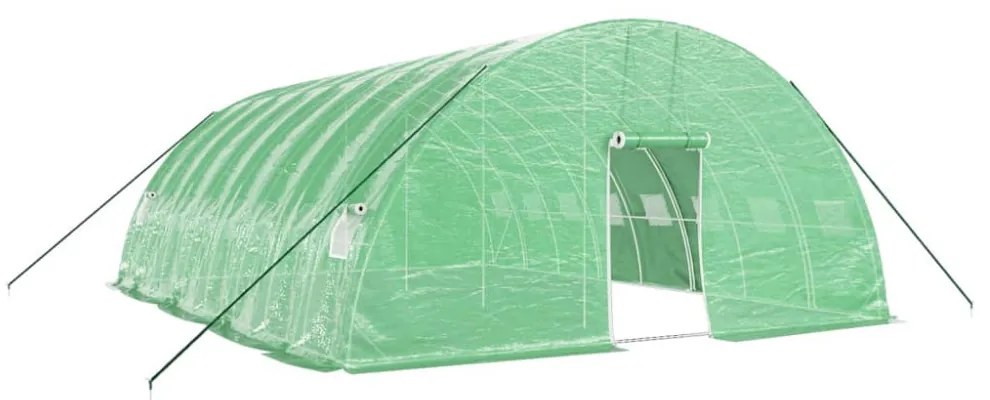 zöld acélvázas melegház 48 m² 8 x 6 x 2,85 m