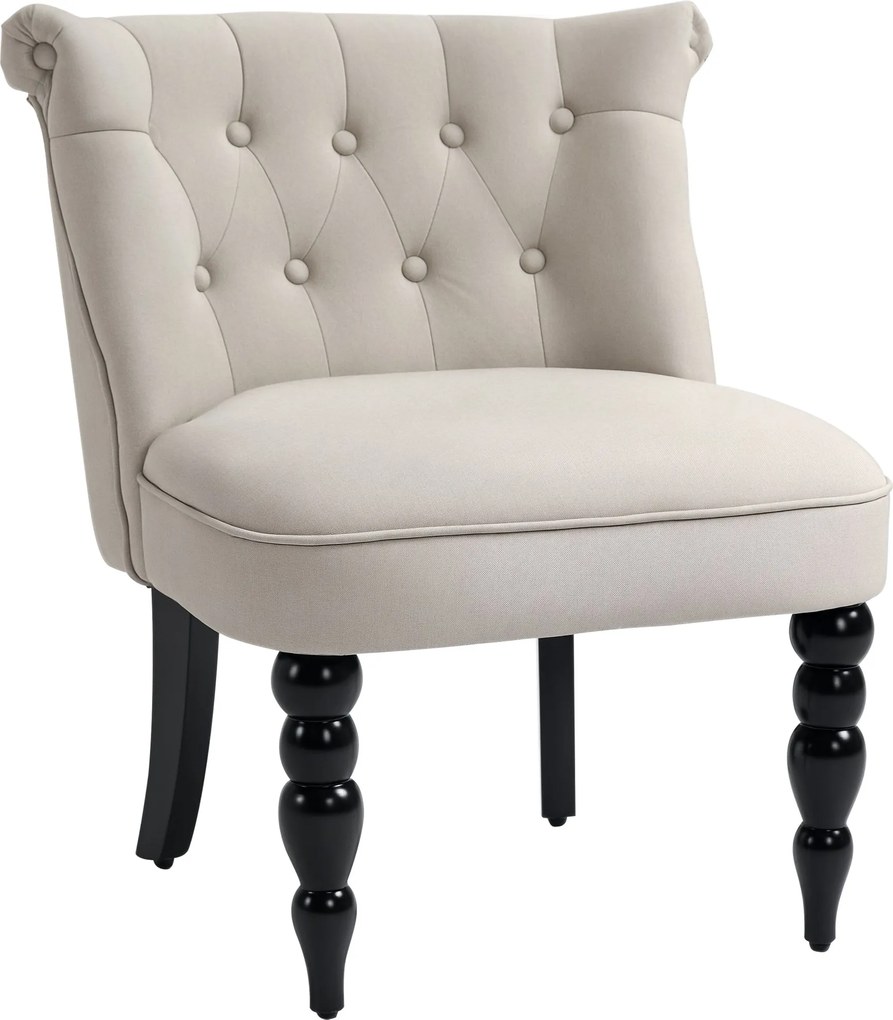 HOMCOM Vintage Relax Fotel Kárpitozott Szék - Bézs+Fekete, 67 x 67 x 78 cm | Aosom