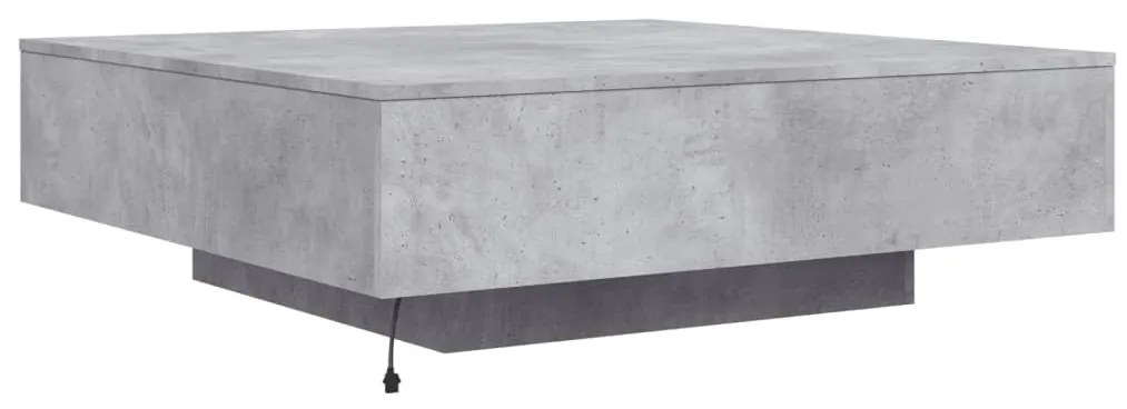 betonszürke dohányzóasztal LED-lámpákkal 100 x 100 x 31 cm