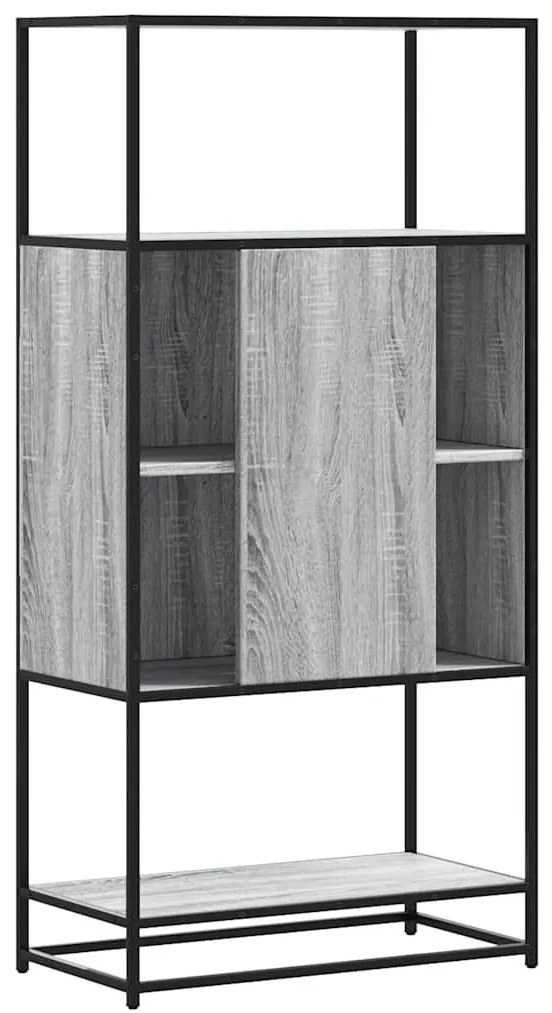 Highboard szürke sonoma 68x35x139 cm gépelt fa és fém