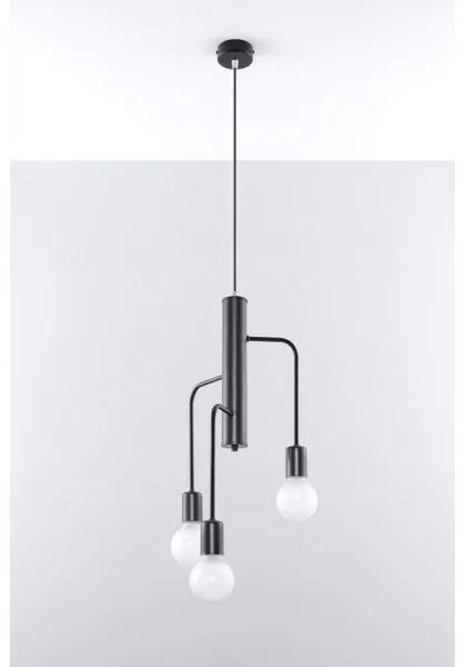 Csillár zsinóron DUOMO 3M 3xE27/60W/230V fekete