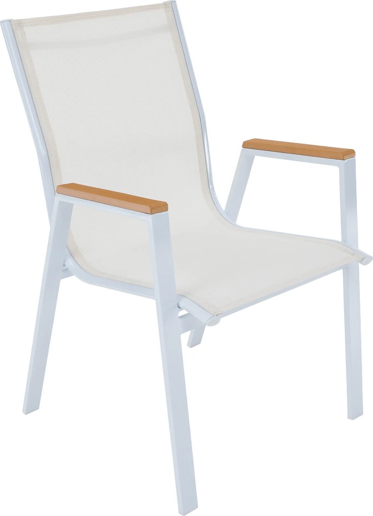 Kerti rakásolható szék, fehér acél/tölgy, BONTO