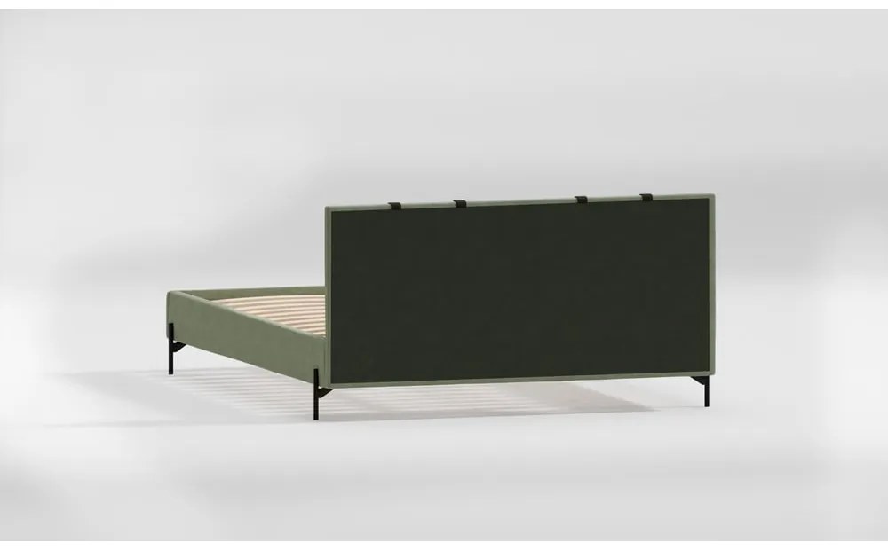 Zöld kárpitozott franciaágy ágyráccsal 180x200 cm Tulsa – Ropez