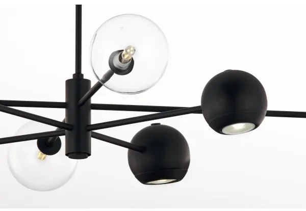 Jupiter 1996 - Csillár rúdon MOKA 4xGU10/10W/230V + 4xG9/10W/230V fekete/átlátszó