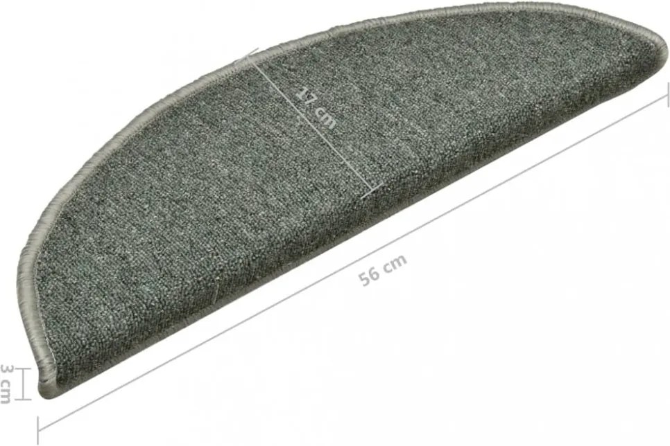 15 db sötétzöld félkör alakú lépcsőszőnyeg 56 x 17 x 3 cm