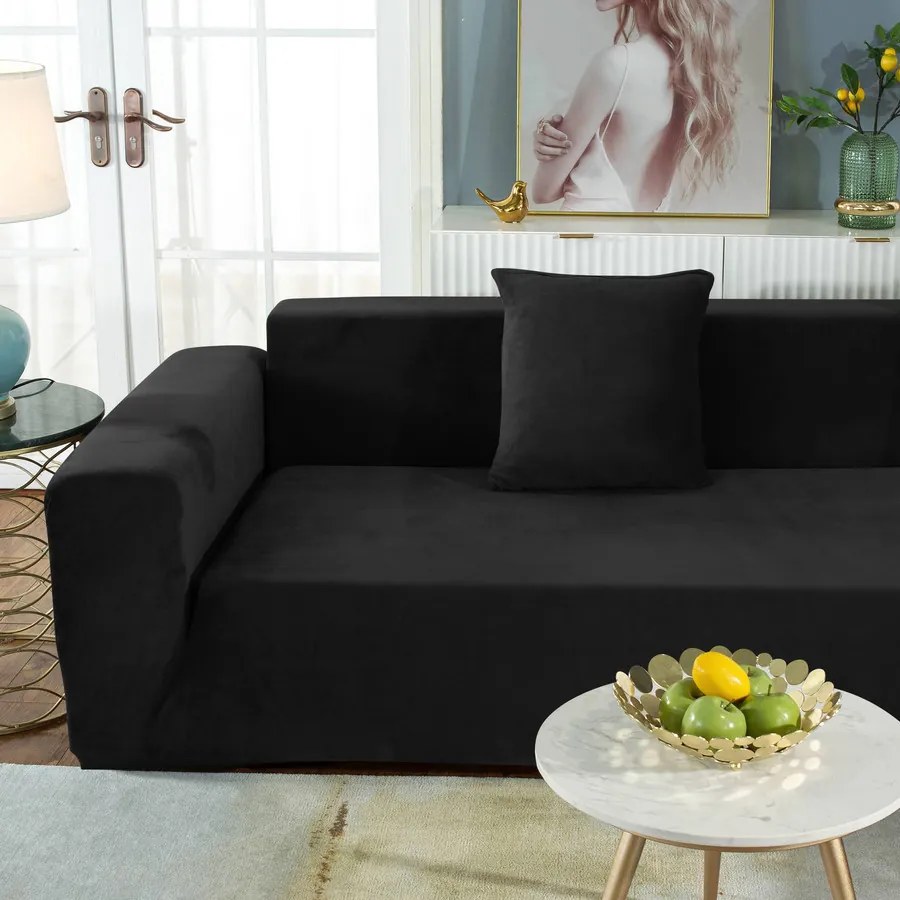 KanapéHuzat (bársonyos, 3 személyes, fekete)