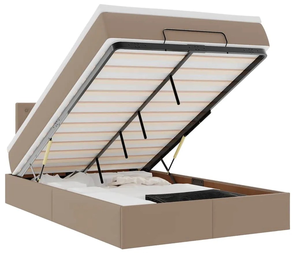 oszmán ágykeret matraccal cappuccino 120x200cm műbőrrel