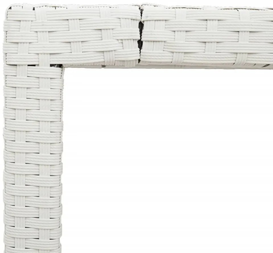 fehér polyrattan üveglapos kerti asztal 190 x 90 x 75 cm