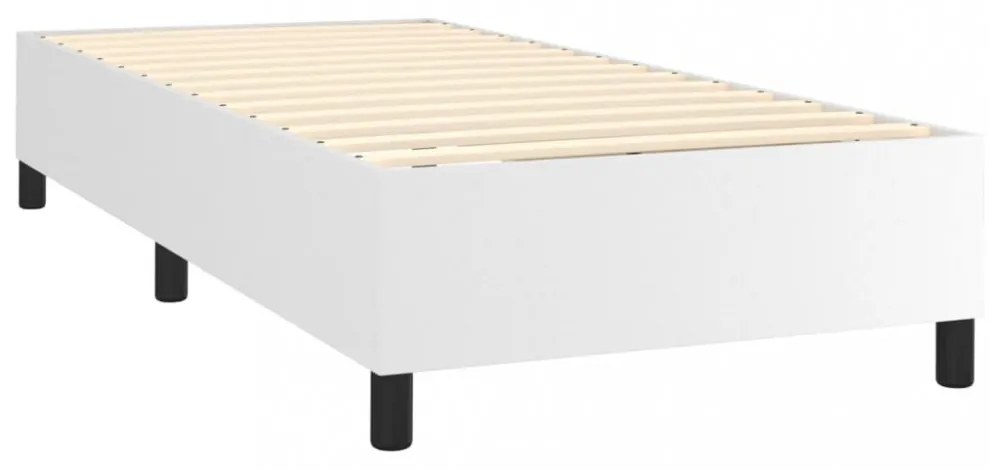 fehér műbőr rugós ágy matraccal és LED-del 90x200 cm