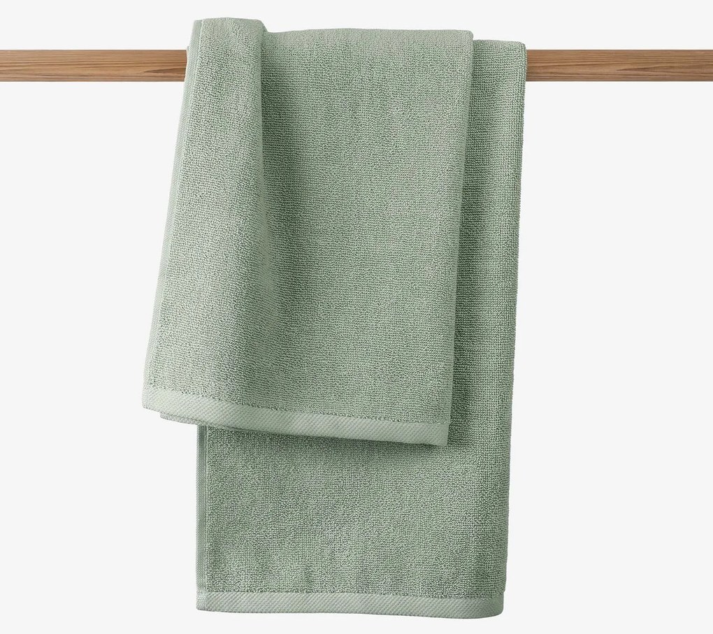 Goldea bordűr nélküli frottír törölköző és fürdőlepedő soft – zsályaszínű 50 x 100 cm