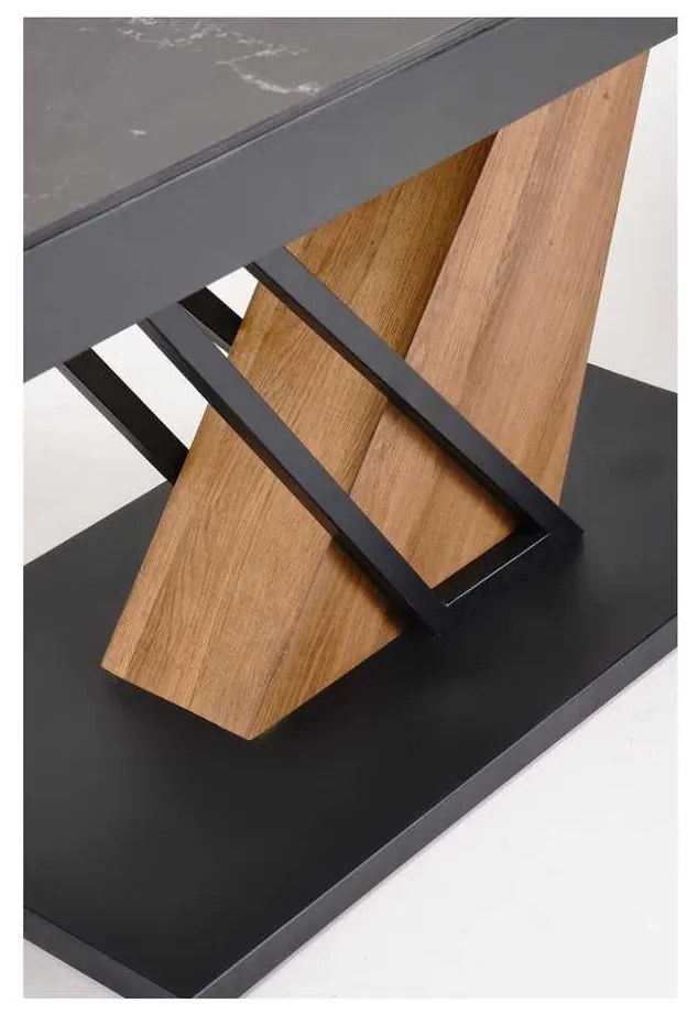 Sterzo étkezőasztal 140-180 x 90 cm, fekete / arany tölgy