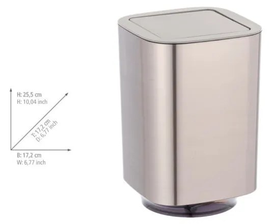 Fényes ezüstszínű műanyag szemetes 5,5 l Auron – Wenko