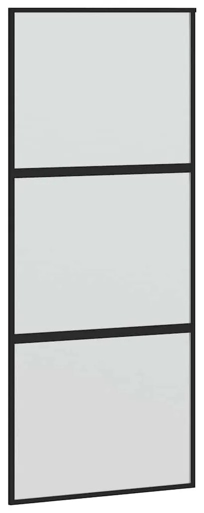 fekete edzett üveg és alumínium tolóajtó 90 x 205 cm