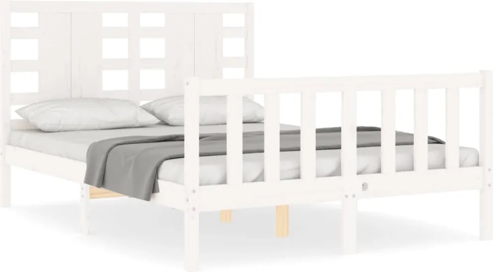 vidaXL fehér tömör fenyőfa ágy matrac nélkül 120 x 200 cm